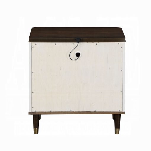 Acme Carena White & Brown Nightstand with USB - Image 5