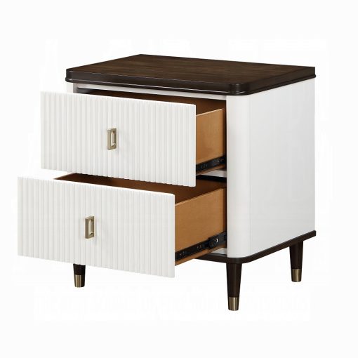Acme Carena White & Brown Nightstand with USB - Image 6