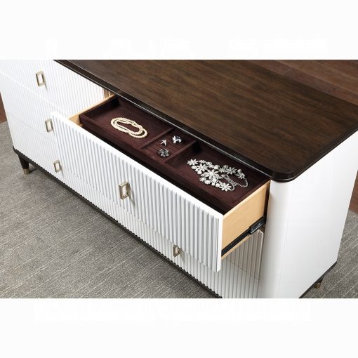 Acme Carena White & Brown Dresser with Jewelry Tray - Image 5