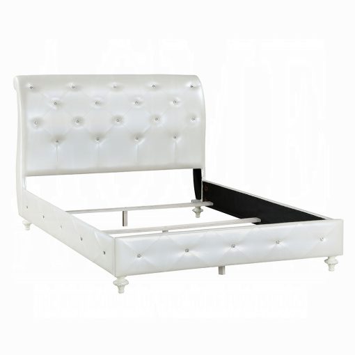 Acme Dorothy Pearl White Synthetic Leather & Ivory Full Bed - Image 2