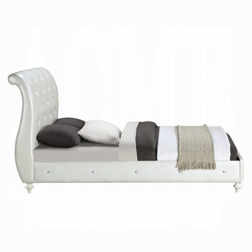 Acme Dorothy Pearl White Synthetic Leather & Ivory Full Bed - Image 4