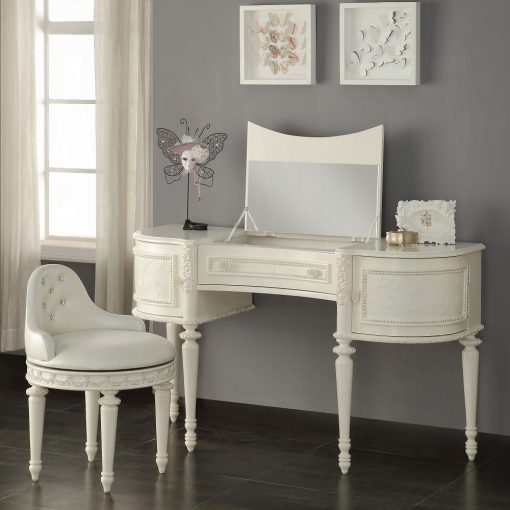 Acme Dorothy Ivory Vanity Desk & Mirror - Image 6