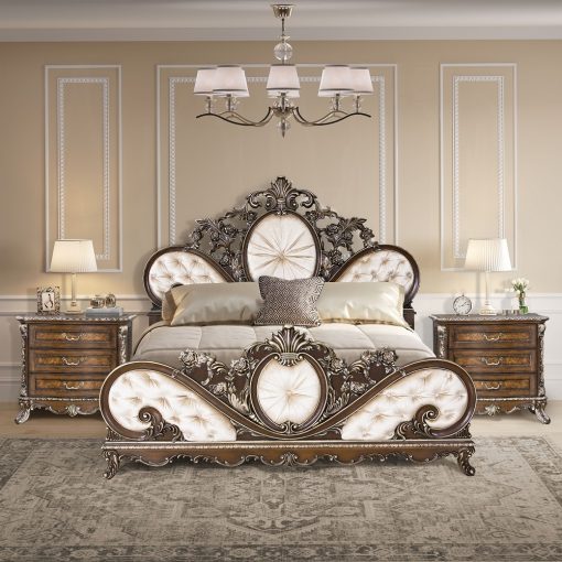 Acme Devany Cream Fabric & Cherry Bed