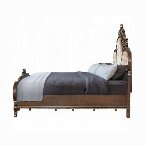 Acme Devany Cream Fabric & Cherry Bed - Image 4