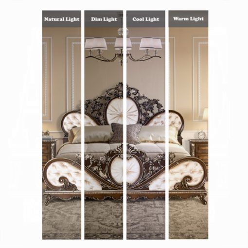 Acme Devany Cream Fabric & Cherry Bed - Image 7