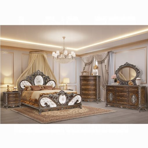 Acme Devany Cream Fabric & Cherry Bed - Image 8