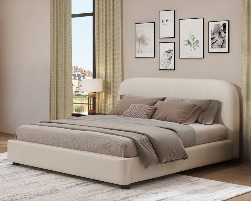 Acme Arden Beige Fabric Bed