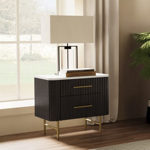 Acme Clayten Marble Top & Espreeso Nightstand