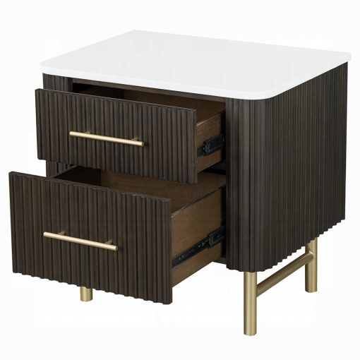 Acme Clayten Marble Top & Espreeso Nightstand - Image 7