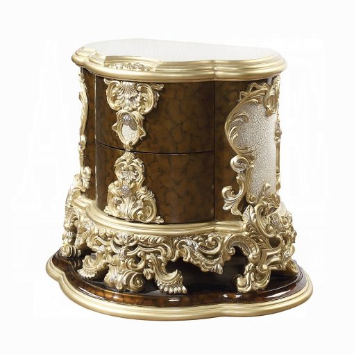 Acme Desiderius Antique Gold & Hand Painted Brown Nightstand - Image 2