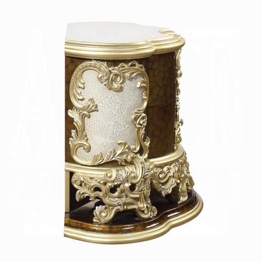Acme Desiderius Antique Gold & Hand Painted Brown Nightstand - Image 7