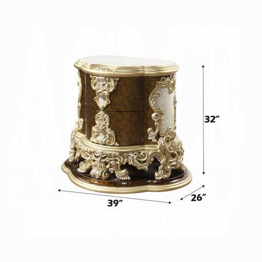 Acme Desiderius Antique Gold & Hand Painted Brown Nightstand - Image 6