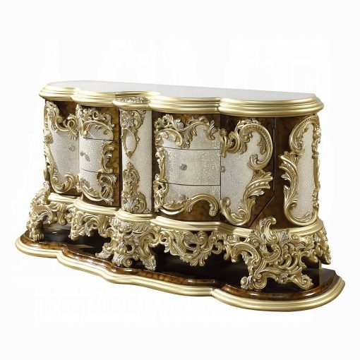 Acme Desiderius Antique Gold & Hand Painted Brown Dresser - Image 2