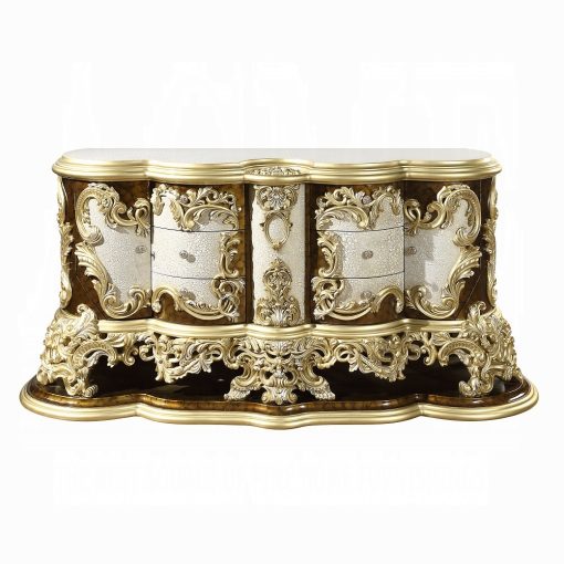 Acme Desiderius Antique Gold & Hand Painted Brown Dresser - Image 3