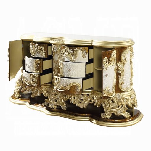Acme Desiderius Antique Gold & Hand Painted Brown Dresser - Image 4