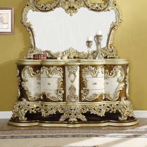 Acme Desiderius Antique Gold & Hand Painted Brown Dresser