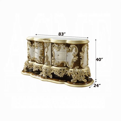 Acme Desiderius Antique Gold & Hand Painted Brown Dresser - Image 6