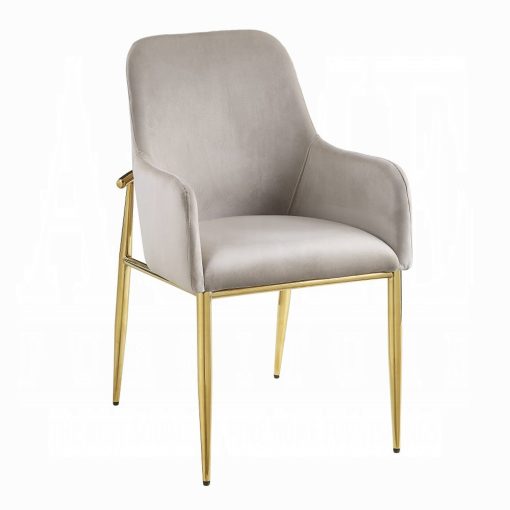 Acme Barnard Gray Velvet & Mirrored Gold Side Chair - Set of 2 - Image 2