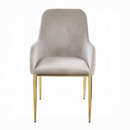 Acme Barnard Gray Velvet & Mirrored Gold Side Chair - Set of 2 - Image 3