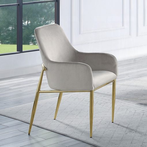 Acme Barnard Gray Velvet & Mirrored Gold Side Chair - Set of 2