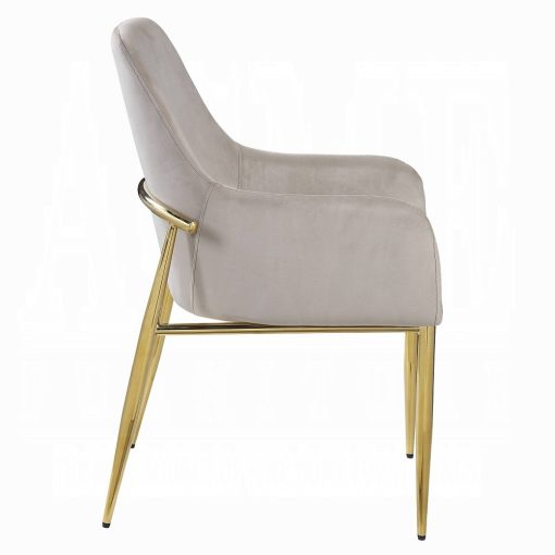Acme Barnard Gray Velvet & Mirrored Gold Side Chair - Set of 2 - Image 4