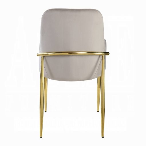 Acme Barnard Gray Velvet & Mirrored Gold Side Chair - Set of 2 - Image 5