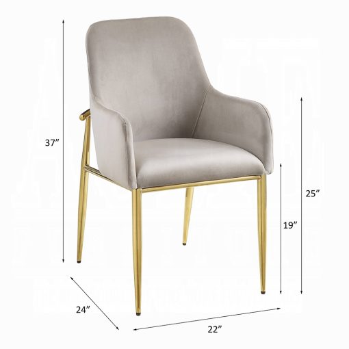 Acme Barnard Gray Velvet & Mirrored Gold Side Chair - Set of 2 - Image 7
