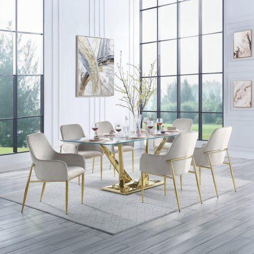 Acme Barnard Gray Velvet & Mirrored Gold Side Chair - Set of 2 - Image 8