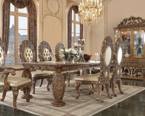Acme Constantine Brown & Gold Dining Table