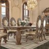 Acme Constantine Synthetic Leather, Brown & Gold Side Chair - Set of 2