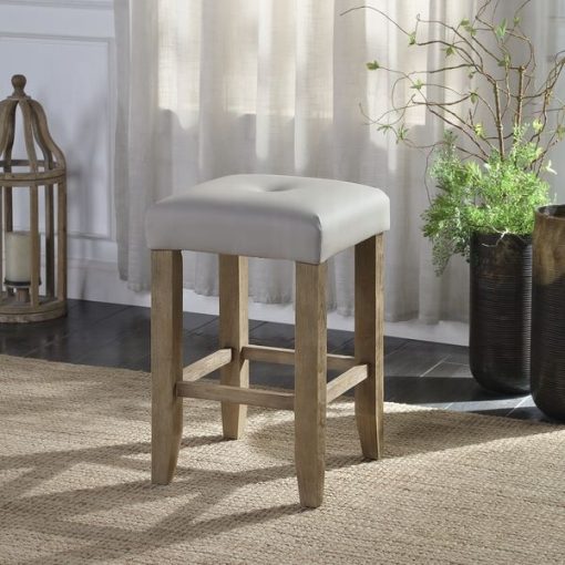 Acme Charnell Gray Synthetic Leather & Oak Counter Height Stool - Set of 2 - Image 2
