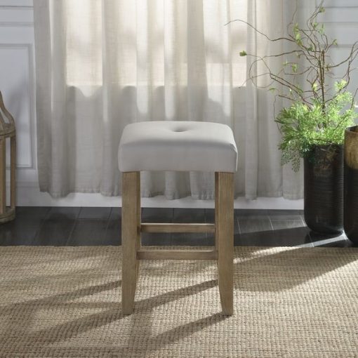 Acme Charnell Gray Synthetic Leather & Oak Counter Height Stool - Set of 2