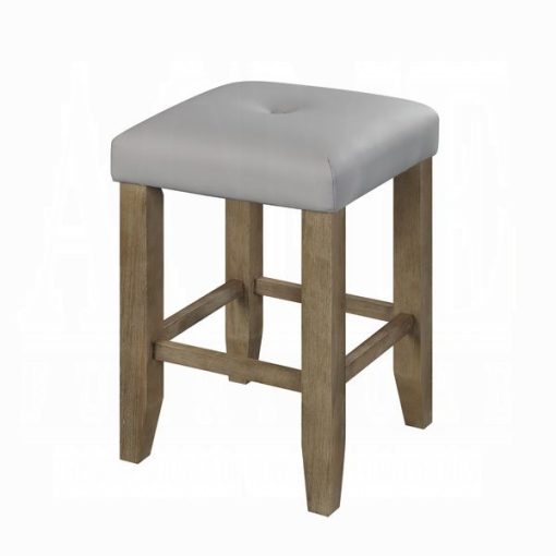 Acme Charnell Gray Synthetic Leather & Oak Counter Height Stool - Set of 2 - Image 3