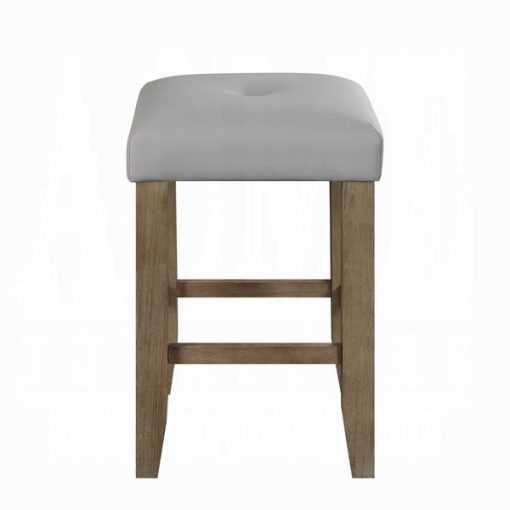 Acme Charnell Gray Synthetic Leather & Oak Counter Height Stool - Set of 2 - Image 4