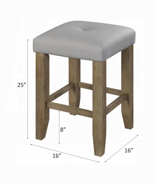 Acme Charnell Gray Synthetic Leather & Oak Counter Height Stool - Set of 2 - Image 6