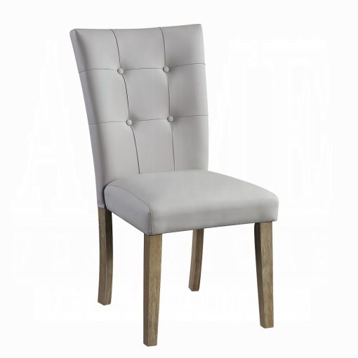 Acme Charnell Gray Synthetic Leather & Oak Side Chair - Set of 2 - Image 2