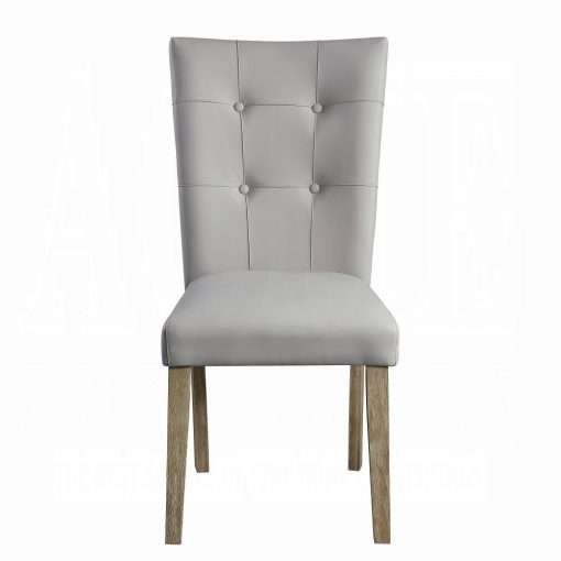 Acme Charnell Gray Synthetic Leather & Oak Side Chair - Set of 2 - Image 3