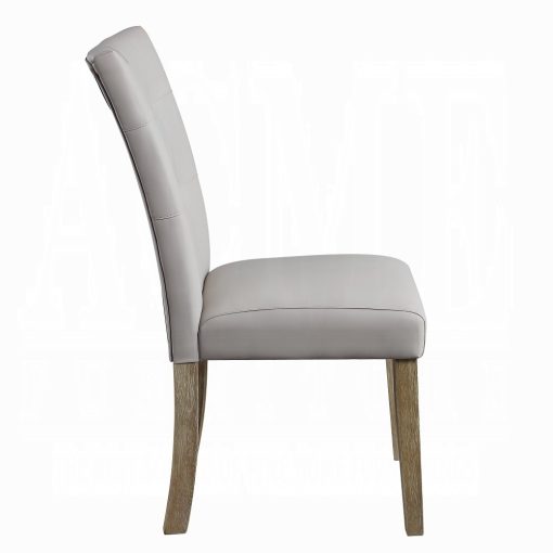 Acme Charnell Gray Synthetic Leather & Oak Side Chair - Set of 2 - Image 4