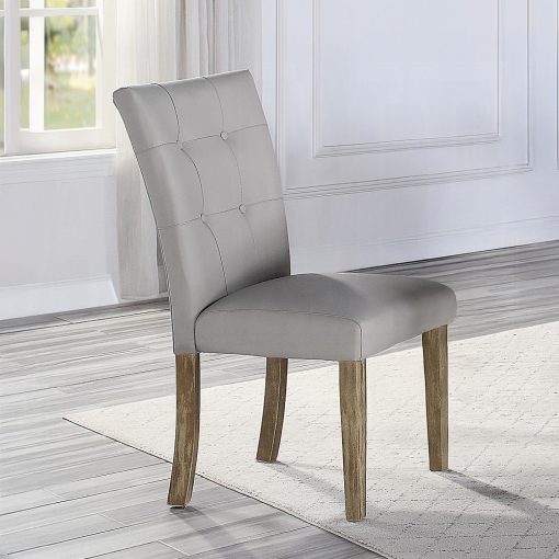 Acme Charnell Gray Synthetic Leather & Oak Side Chair - Set of 2