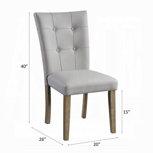 Acme Charnell Gray Synthetic Leather & Oak Side Chair - Set of 2 - Image 7