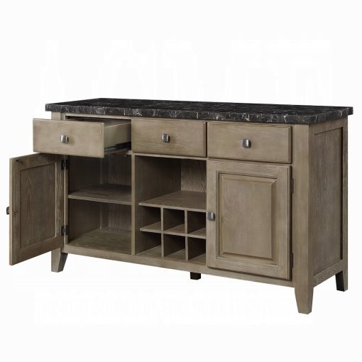 Acme Charnell Marble Top & Oak Server - Image 4