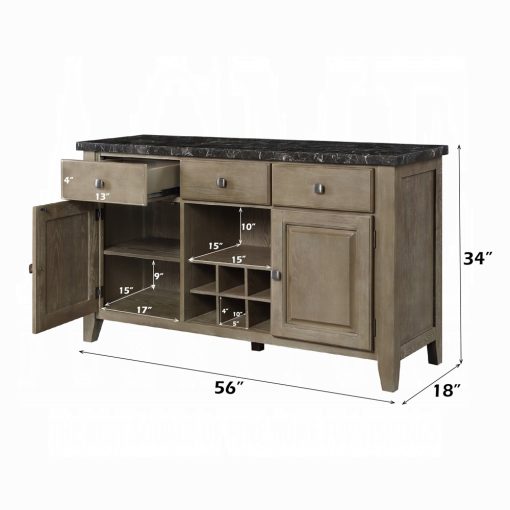 Acme Charnell Marble Top & Oak Server - Image 6