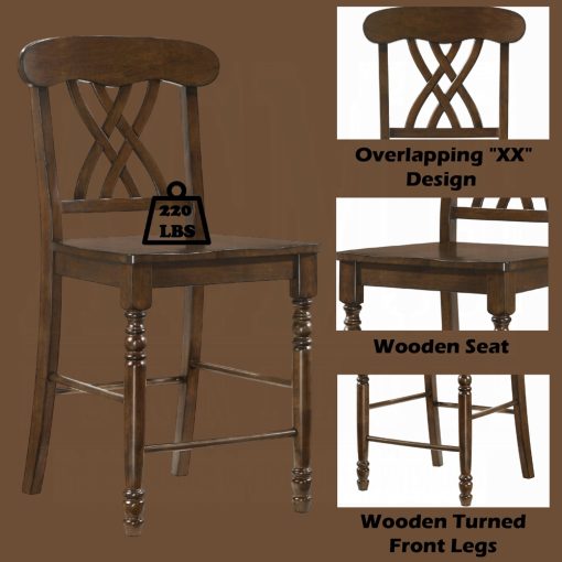 Acme Dylan Walnut Counter Height Chair - Set of 2 - Image 7