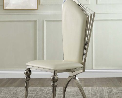 Acme Cyrene Beige Synthetic Leather Side Chair - Set of 2