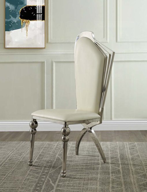 Acme Cyrene Beige Synthetic Leather Side Chair - Set of 2