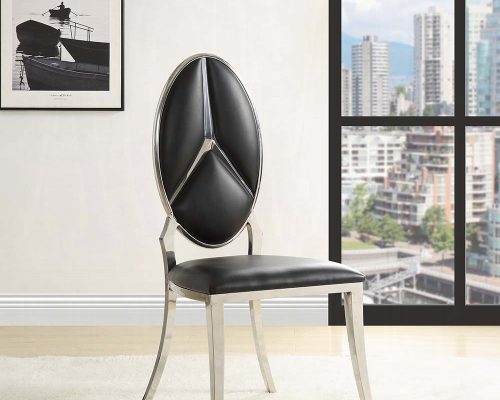 Acme Cyrene Black Synthetic Leather Side Chair - Set of 2