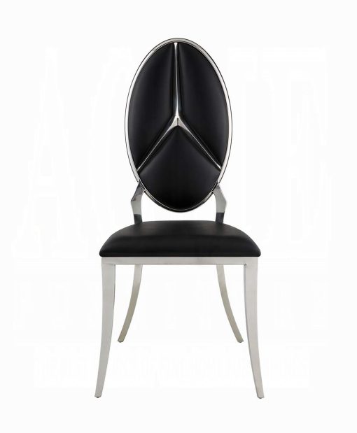 Acme Cyrene Black Synthetic Leather Side Chair - Set of 2 - Image 3