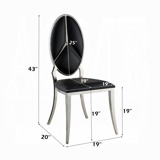 Acme Cyrene Black Synthetic Leather Side Chair - Set of 2 - Image 7