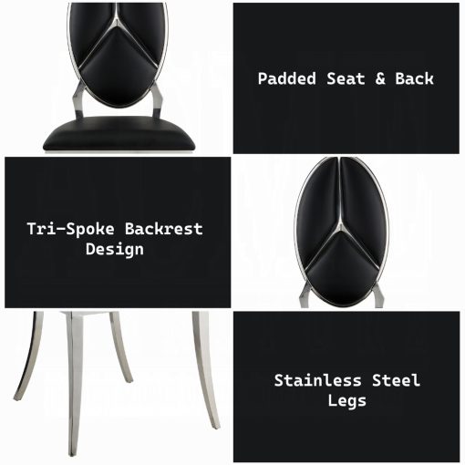 Acme Cyrene Black Synthetic Leather Side Chair - Set of 2 - Image 8