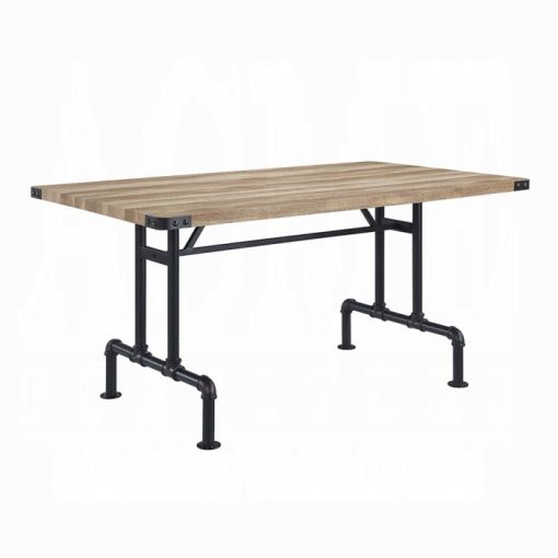 Acme Edina Oak & Sandy Black Dining Table - Image 2